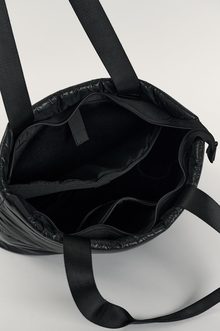 Gia (Black) Puffer Tote Bag- With Zip Closure