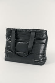 Gia (Black) Puffer Tote Bag- With Zip Closure