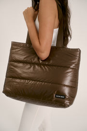 Gia (Brown) Puffer Tote Bag- With Zip Closure