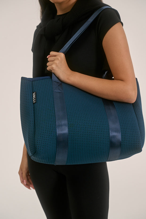 Elle Navy Neoprene Tote — Valli by Olivia Jean