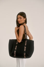 Kiki (Black) Neoprene Carryall Tote Bag