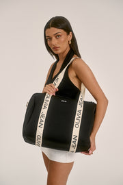 Hallie (Black) Duffle Neoprene Bag- With Zip Closure
