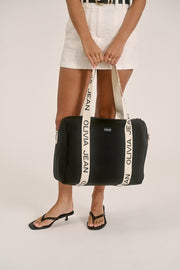 Hallie (Black) Duffle Neoprene Bag- With Zip Closure