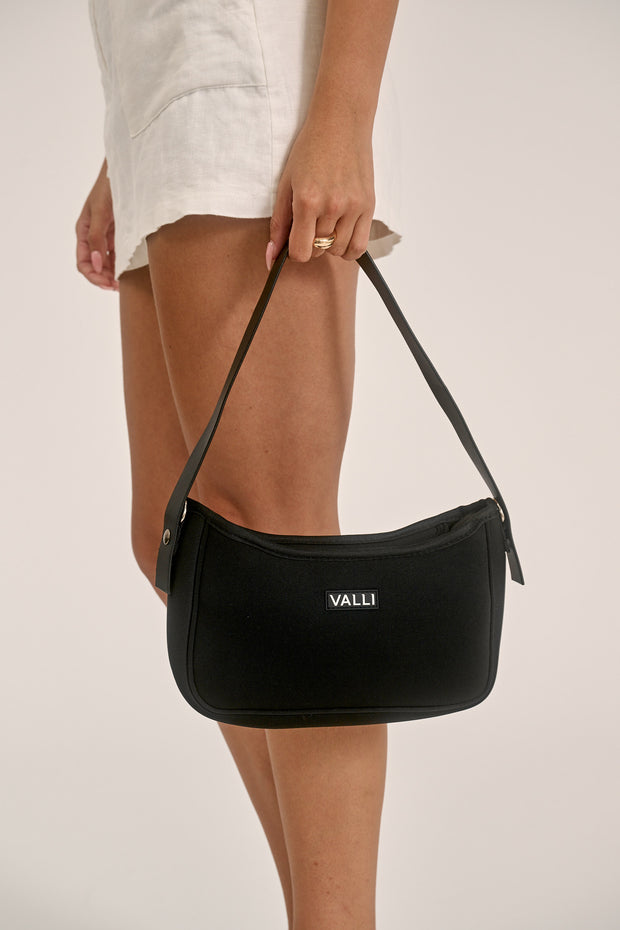Eddie Black Neoprene Shoulder Bag — Valli by Olivia Jean