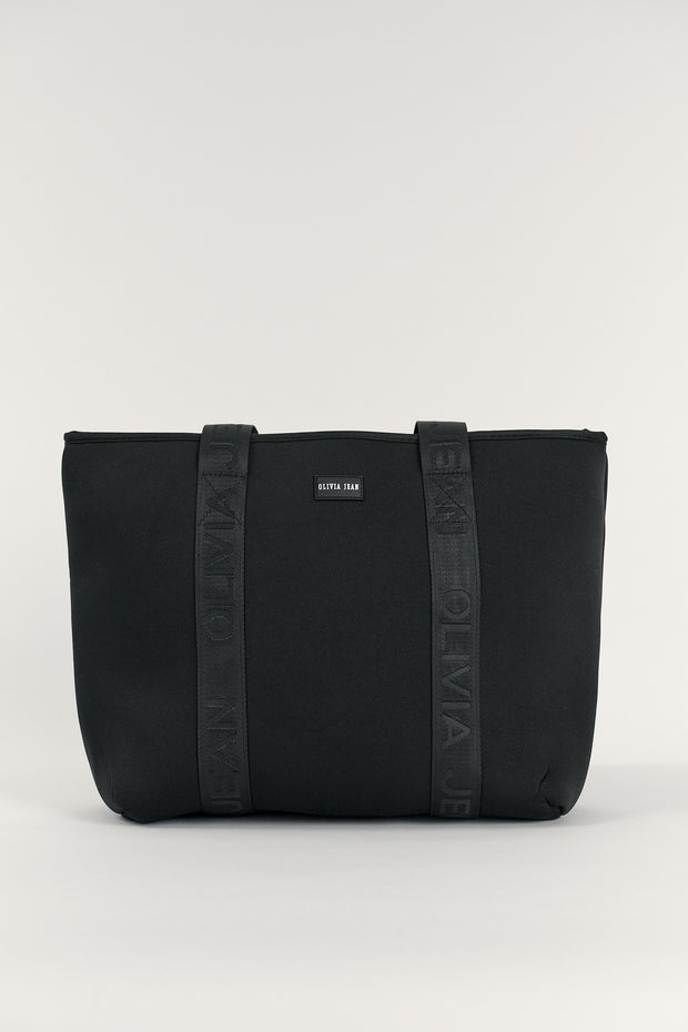 Ebony (Black) Neoprene Tote Bag- With Zip Closure