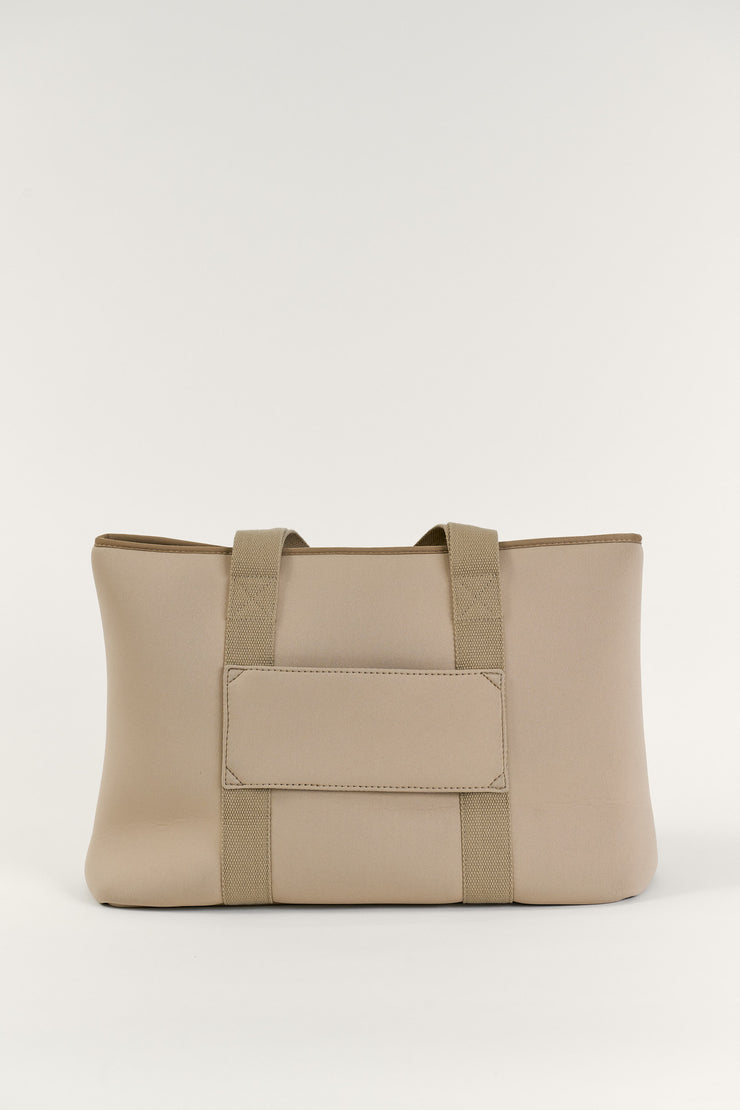 Rover (Tan) Large Neoprene Tote - With Zip Closure
