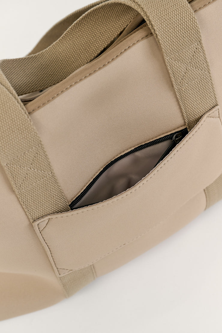 Rover (Tan) Large Neoprene Tote - With Zip Closure