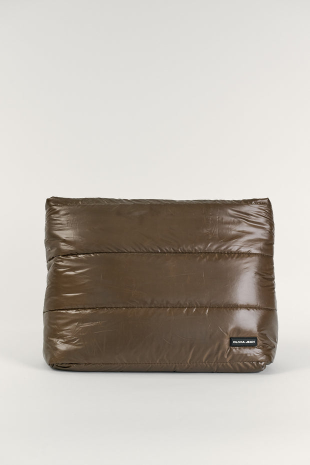 Gia (Brown) Puffer Tote Bag- With Zip Closure