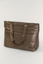 Gia (Brown) Puffer Tote Bag- With Zip Closure