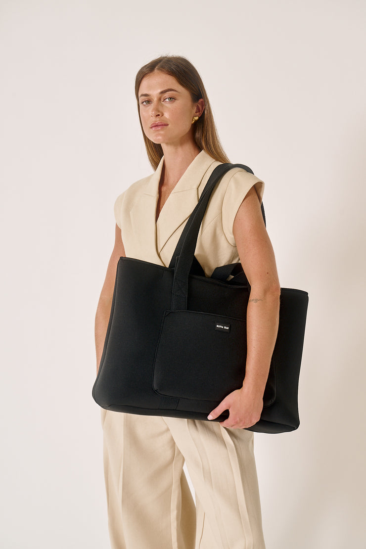 Rover (Black) Large Neoprene Tote - With Zip Closure