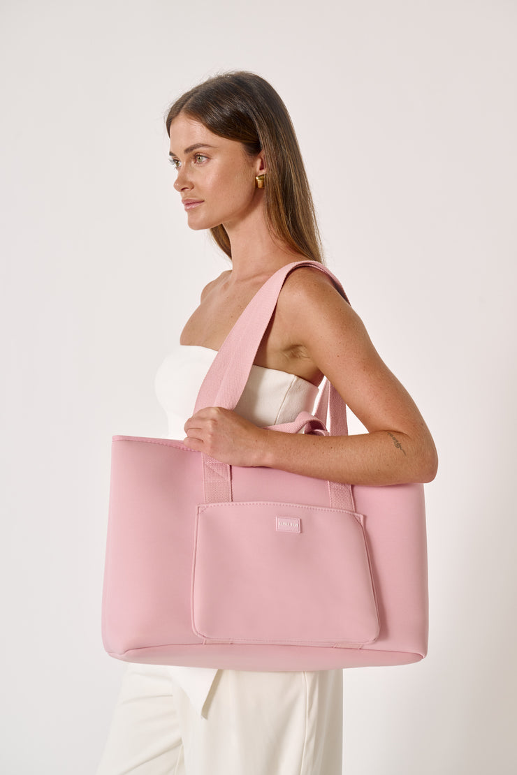 Rover (Blush) Large Neoprene Tote - With Zip Closure