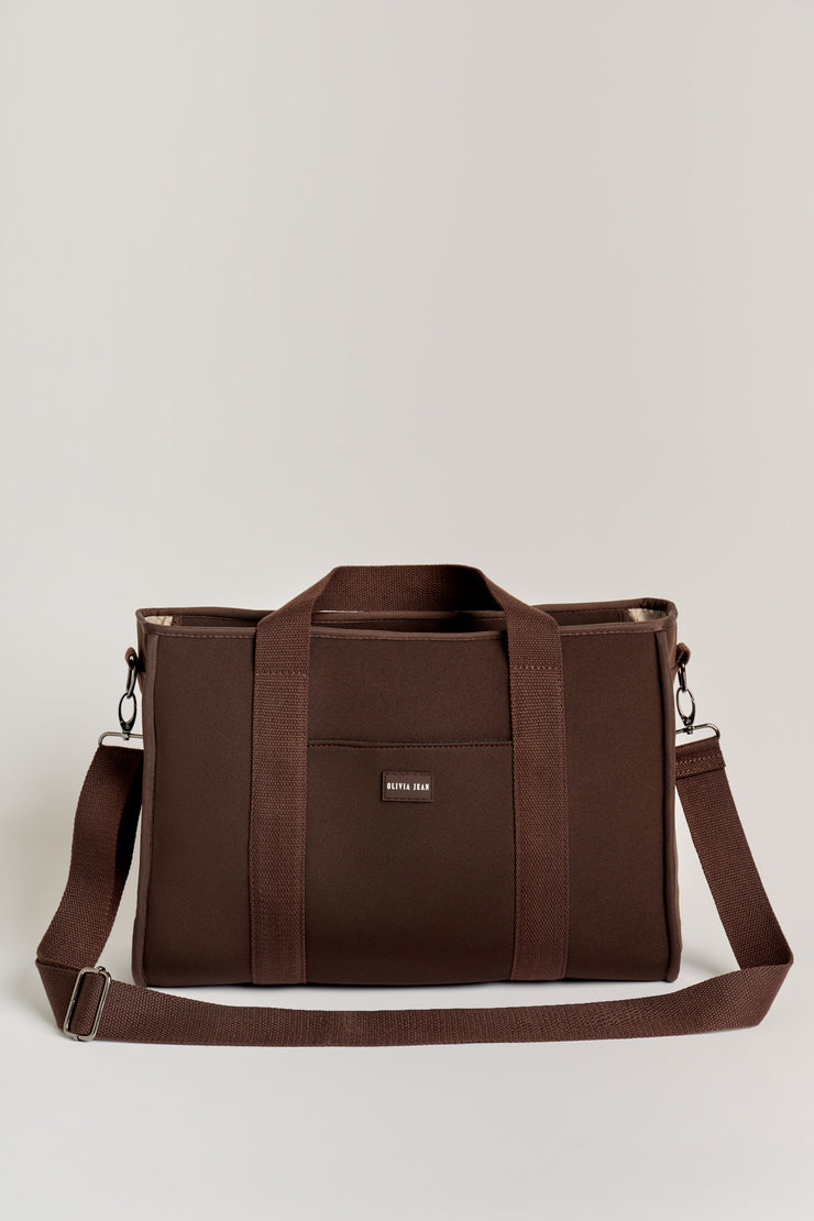 Rover (Chocolate) Medium Neoprene Tote - With Zip Closure