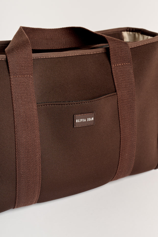 Rover (Chocolate) Medium Neoprene Tote - With Zip Closure