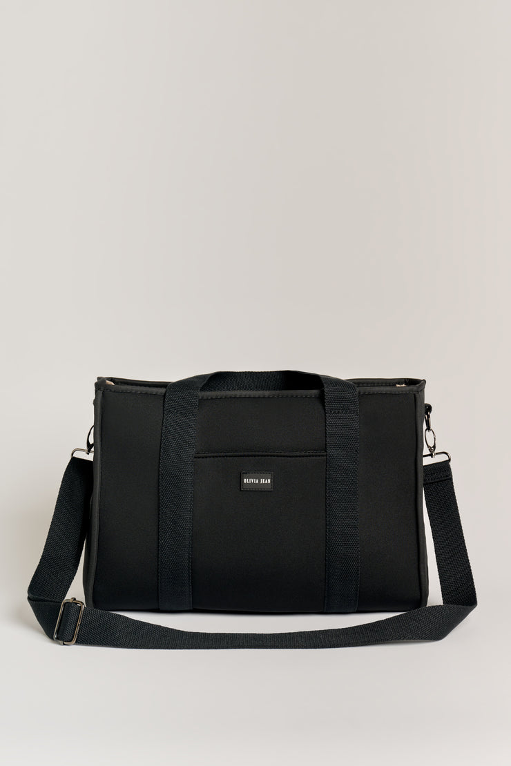 Rover (Black) Medium Neoprene Tote - With Zip Closure