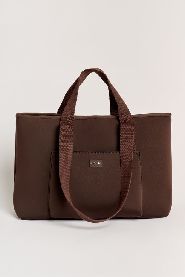 Rover (Chocolate) Large Neoprene Tote - With Zip Closure