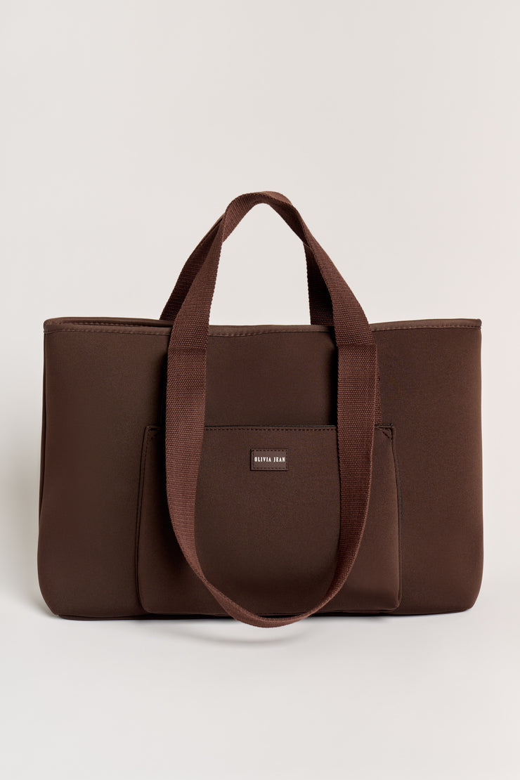 Rover (Chocolate) Large Neoprene Tote - With Zip Closure