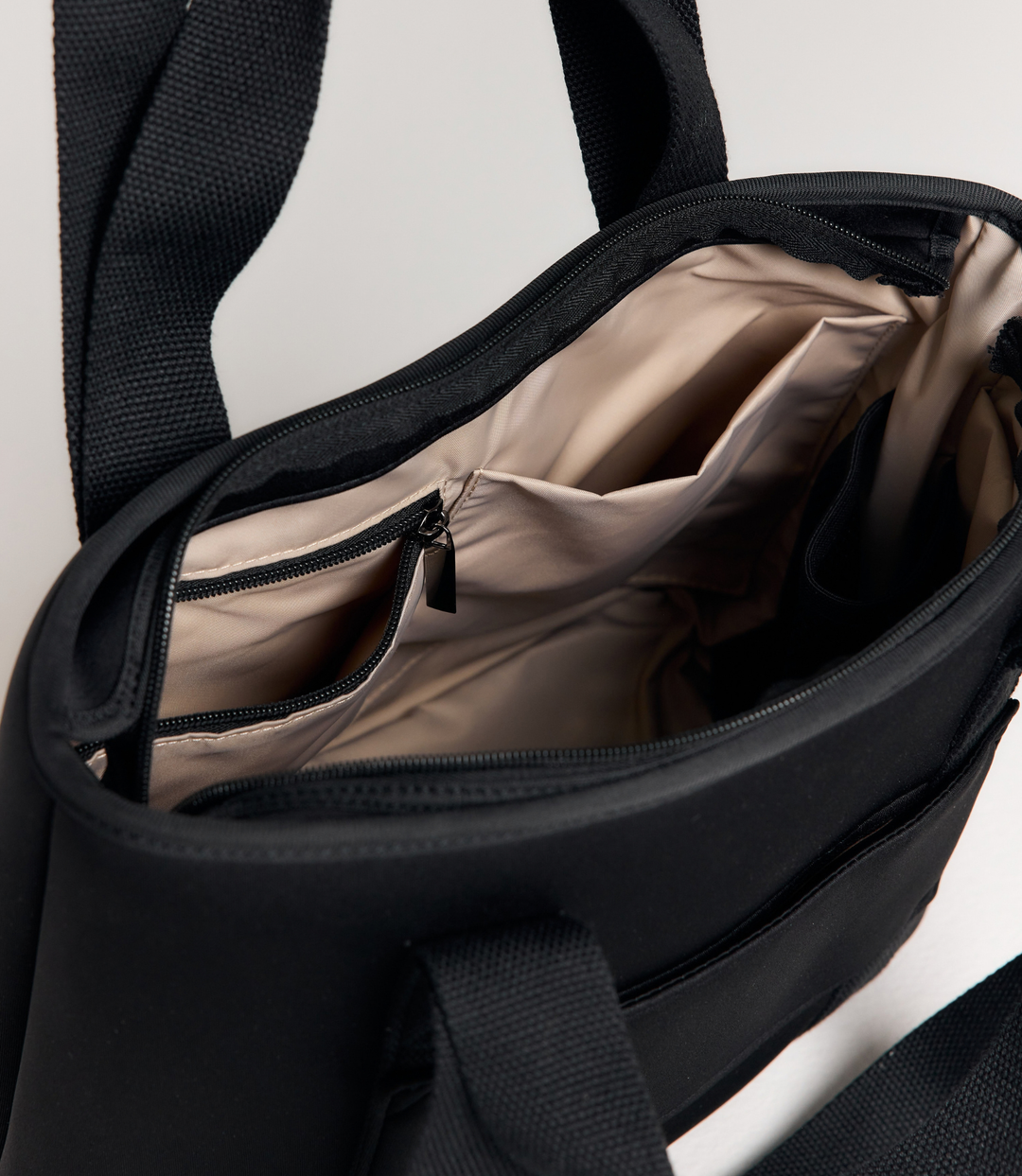 Rover (Black) Compact Neoprene Tote - With Zip Closure