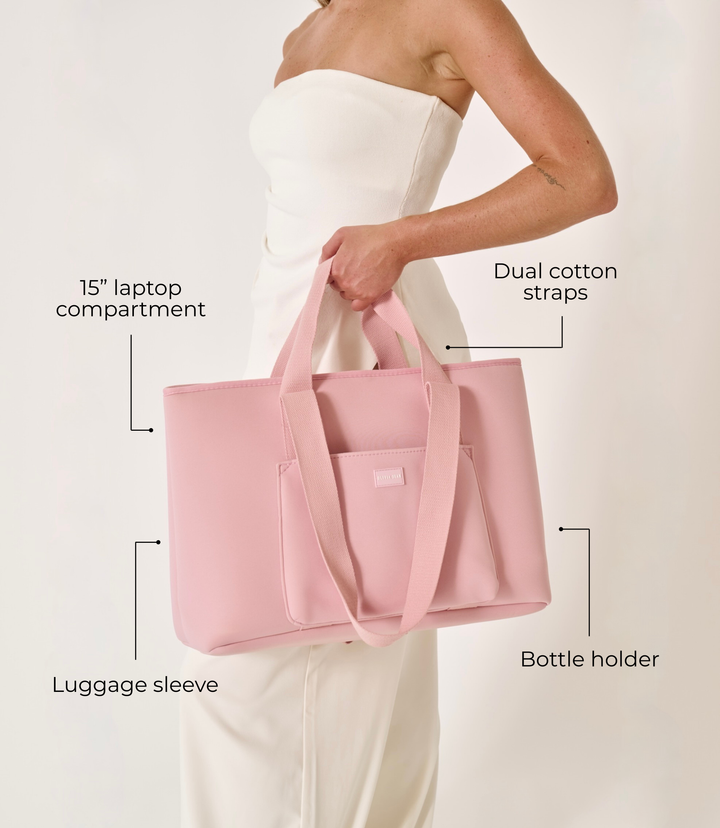 Rover (Blush) Large Neoprene Tote - With Zip Closure