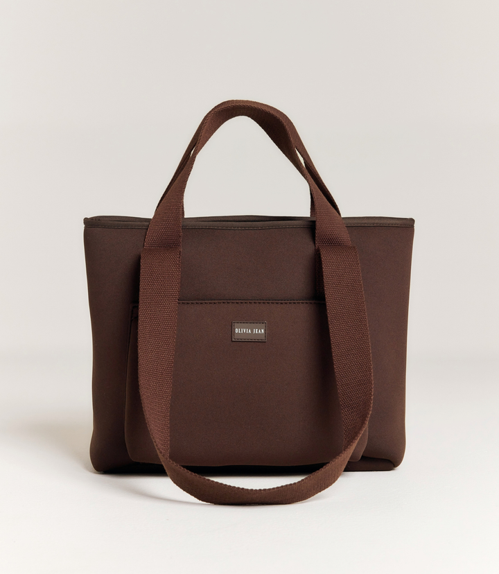 Rover (Chocolate) Compact Neoprene Tote - With Zip Closure
