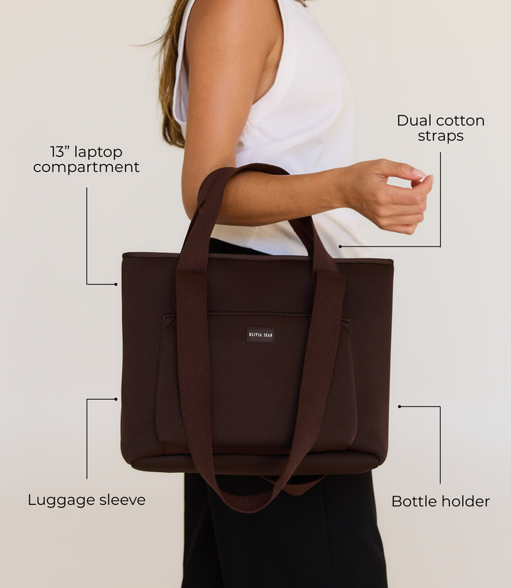 Rover (Chocolate) Compact Neoprene Tote - With Zip Closure