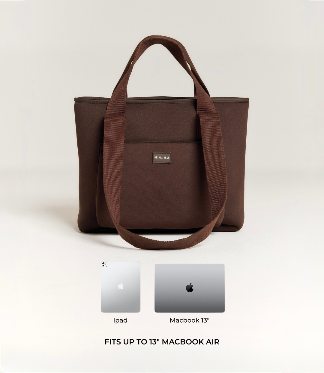Rover (Chocolate) Compact Neoprene Tote - With Zip Closure