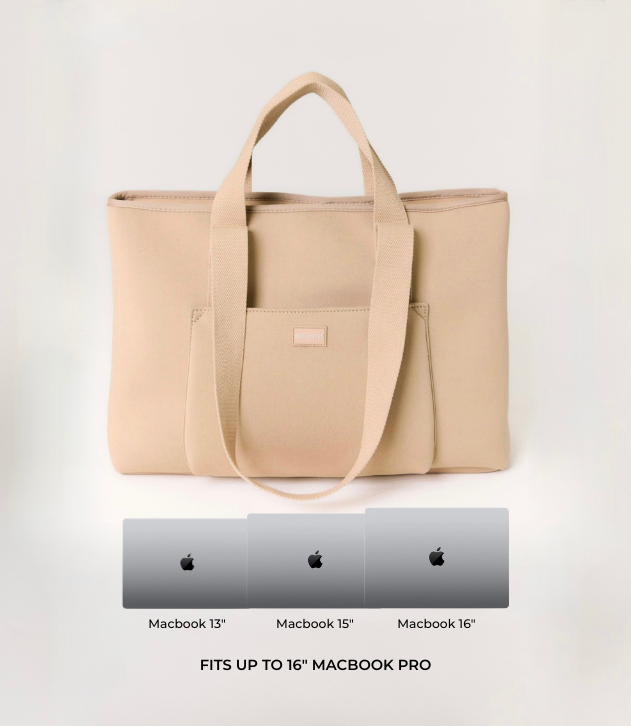 Rover (Almond) Large Neoprene Tote - With Zip Closure