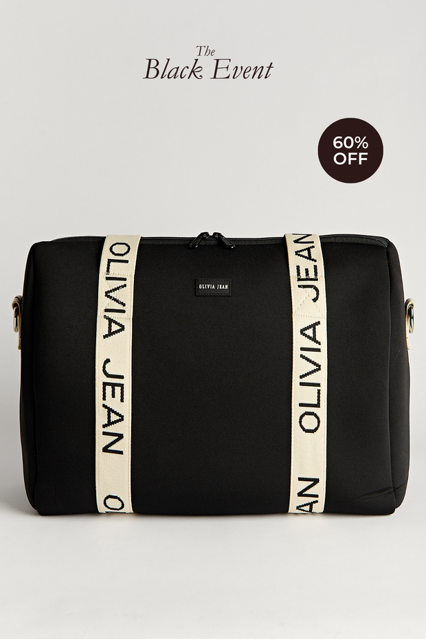 Hallie (Black) Weekender Neoprene Bag- With Zip Closure