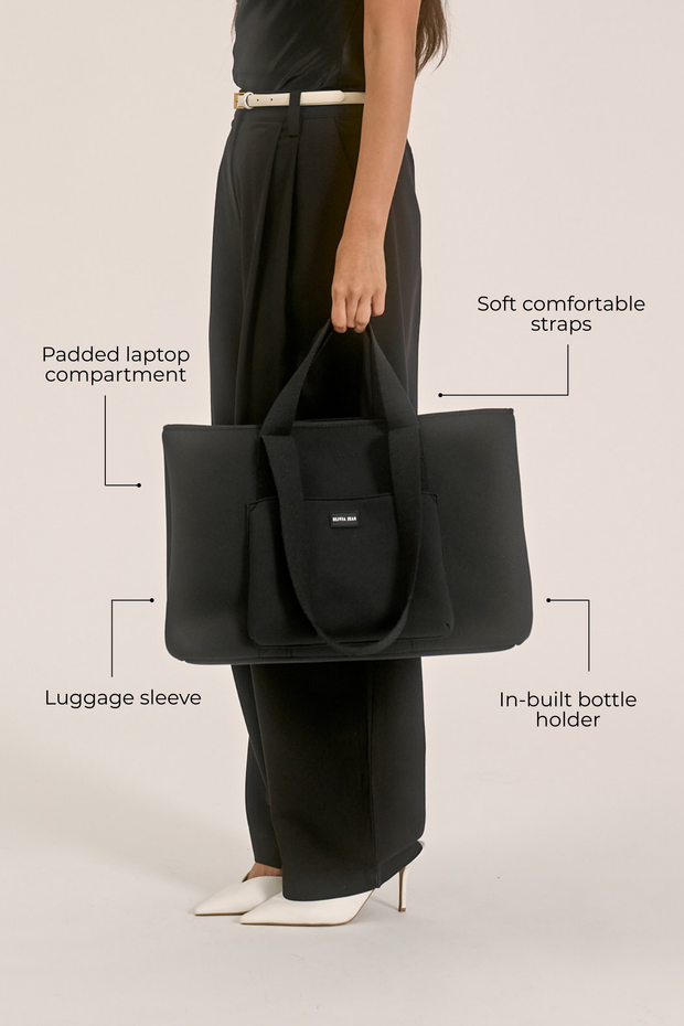 Rover (Black) Large Neoprene Tote - With Zip Closure