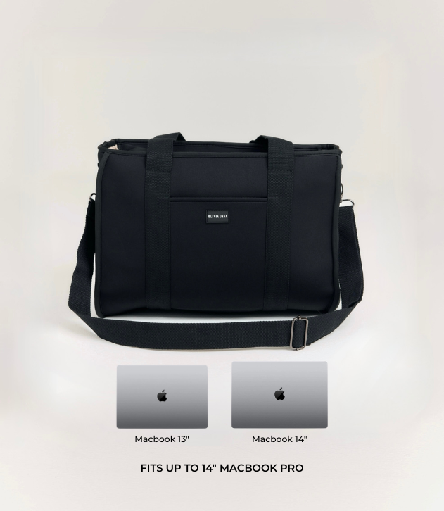 Rover (Black) Medium Neoprene Tote - With Zip Closure
