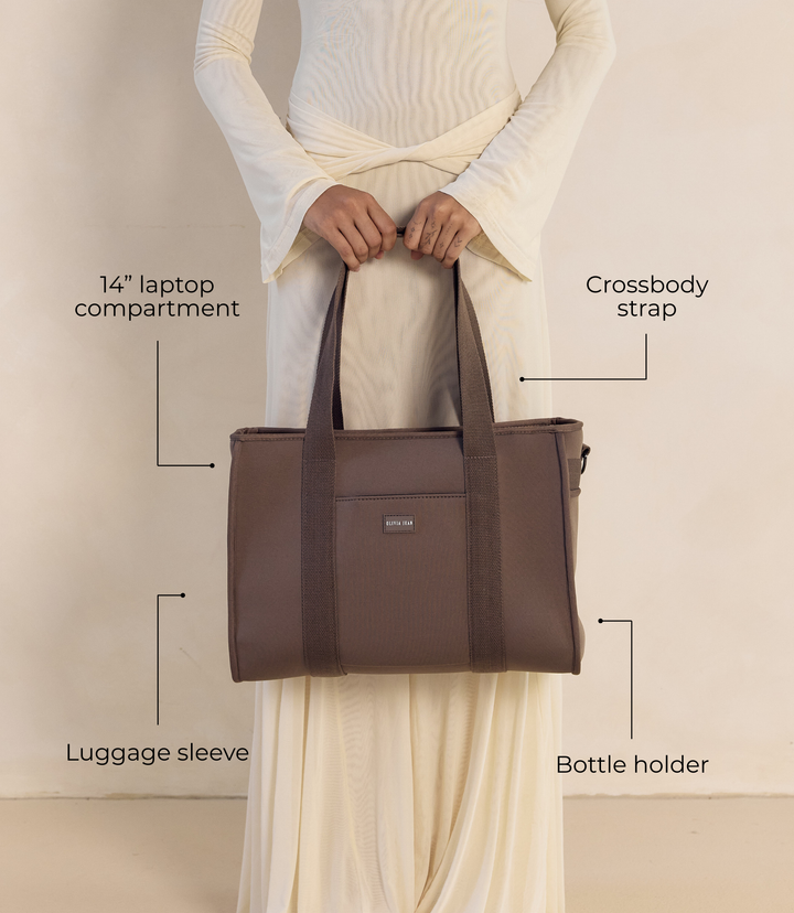 Rover (Taupe) Medium Neoprene Tote - With Zip Closure