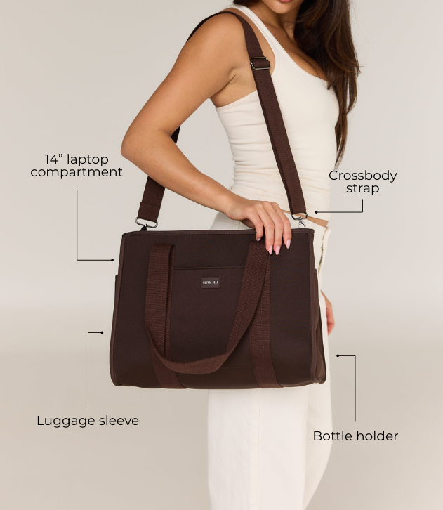 Rover (Chocolate) Medium Neoprene Tote - With Zip Closure