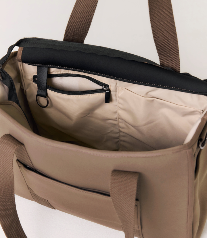 Rover (Taupe) Medium Neoprene Tote - With Zip Closure