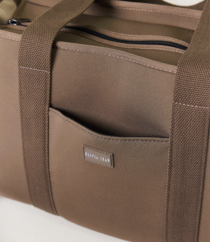 Rover (Taupe) Medium Neoprene Tote - With Zip Closure