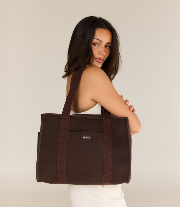 Rover (Chocolate) Medium Neoprene Tote - With Zip Closure
