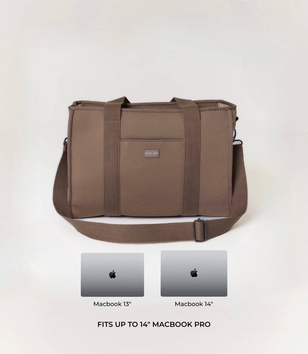 Rover (Taupe) Medium Neoprene Tote - With Zip Closure