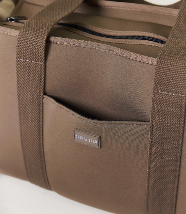 Rover (Taupe) Medium Neoprene Tote - With Zip Closure