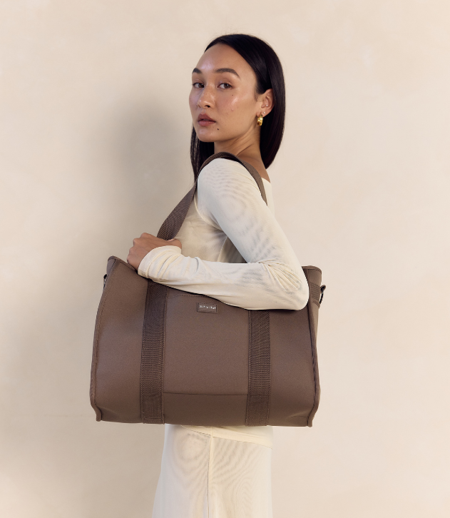 Rover (Taupe) Medium Neoprene Tote - With Zip Closure