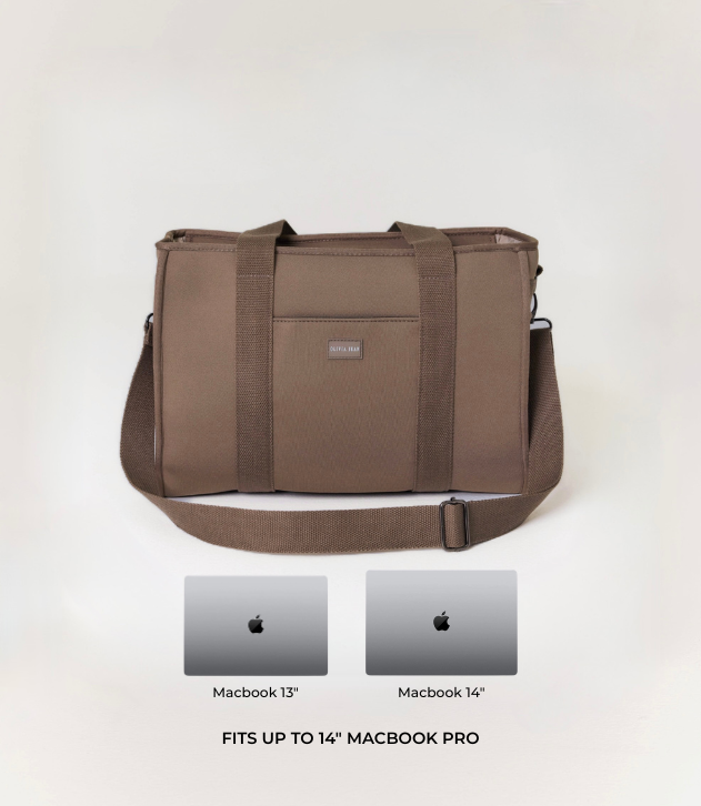 Rover (Taupe) Medium Neoprene Tote - With Zip Closure