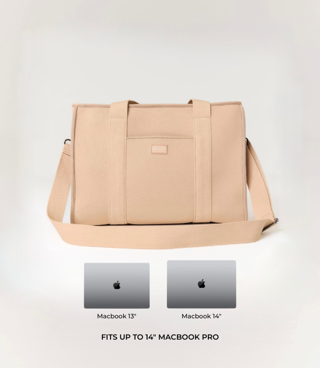 Rover (Almond) Medium Neoprene Tote - With Zip Closure