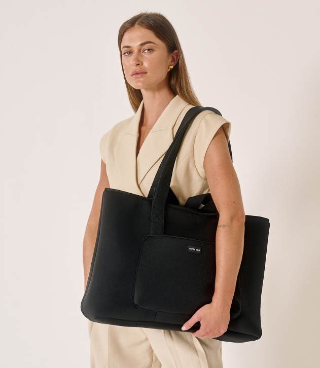 Rover (Black) Large Neoprene Tote - With Zip Closure