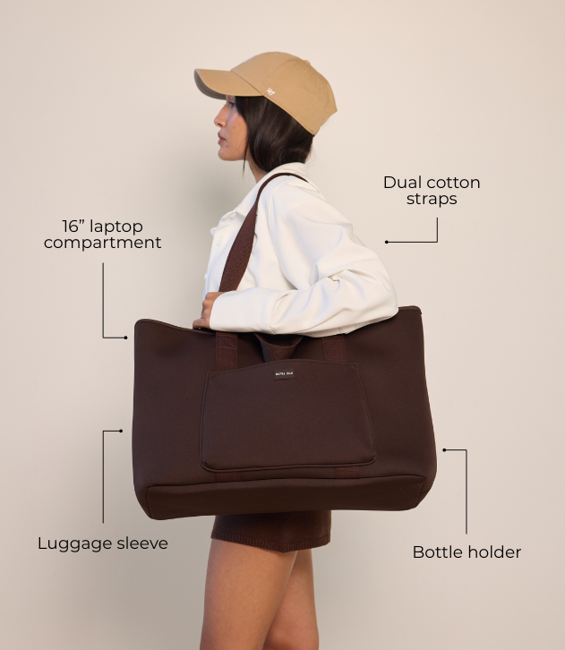 Rover (Chocolate) XL Neoprene Tote - With Zip Closure