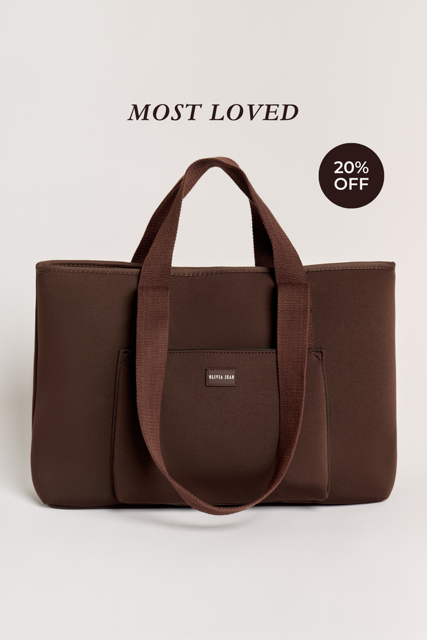 Rover (Chocolate) Large Neoprene Tote - With Zip Closure