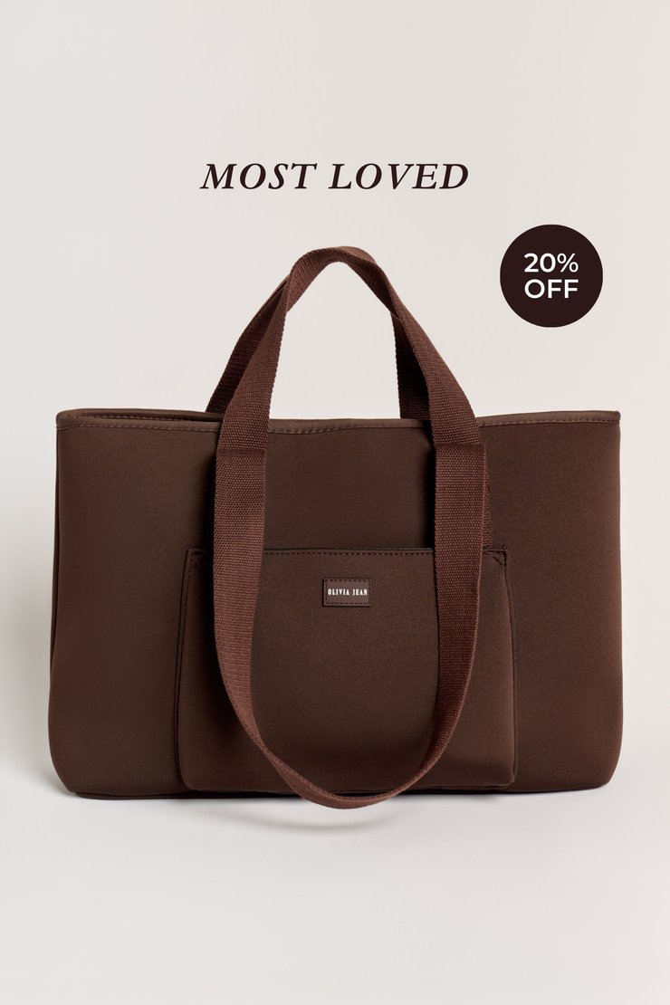 Rover (Chocolate) Large Neoprene Tote - With Zip Closure