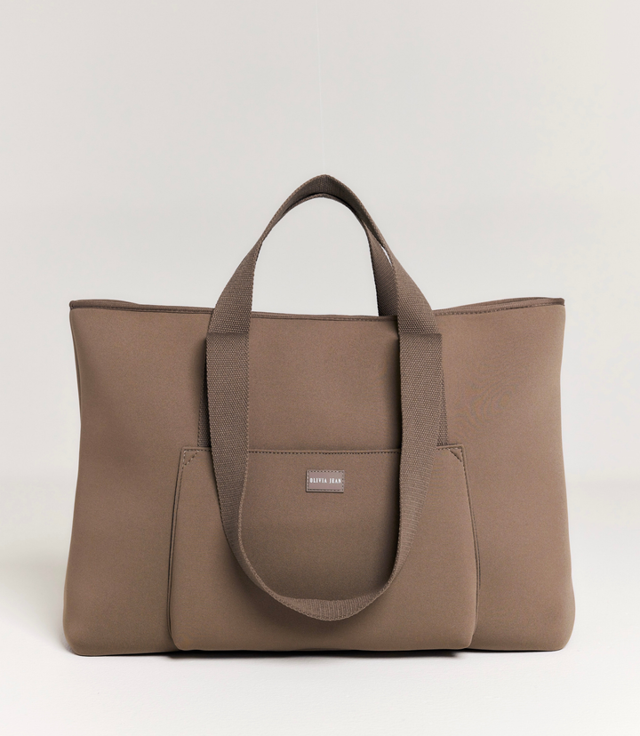 Rover (Taupe) XL Neoprene Tote - With Zip Closure