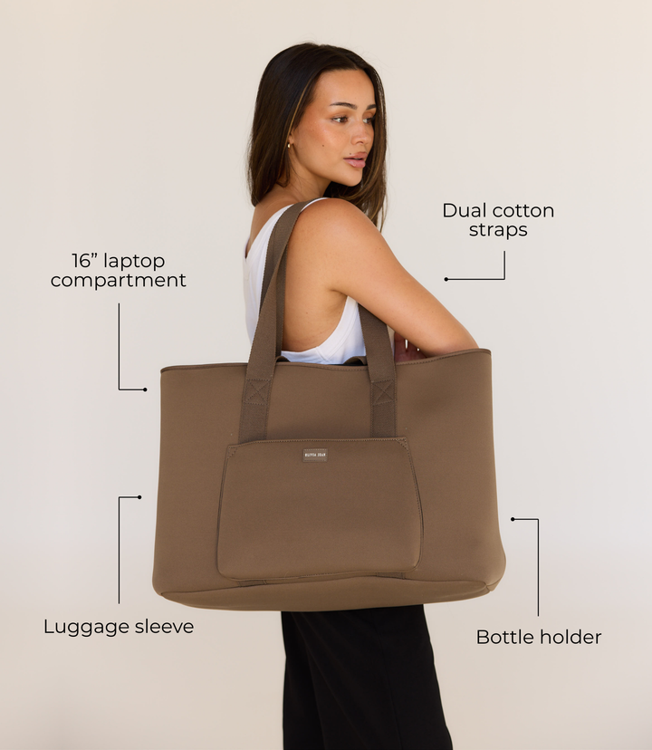 Rover (Taupe) XL Neoprene Tote - With Zip Closure