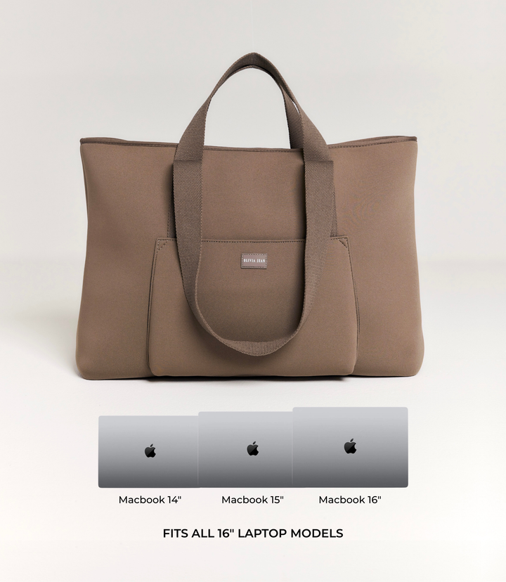 Rover (Taupe) XL Neoprene Tote - With Zip Closure