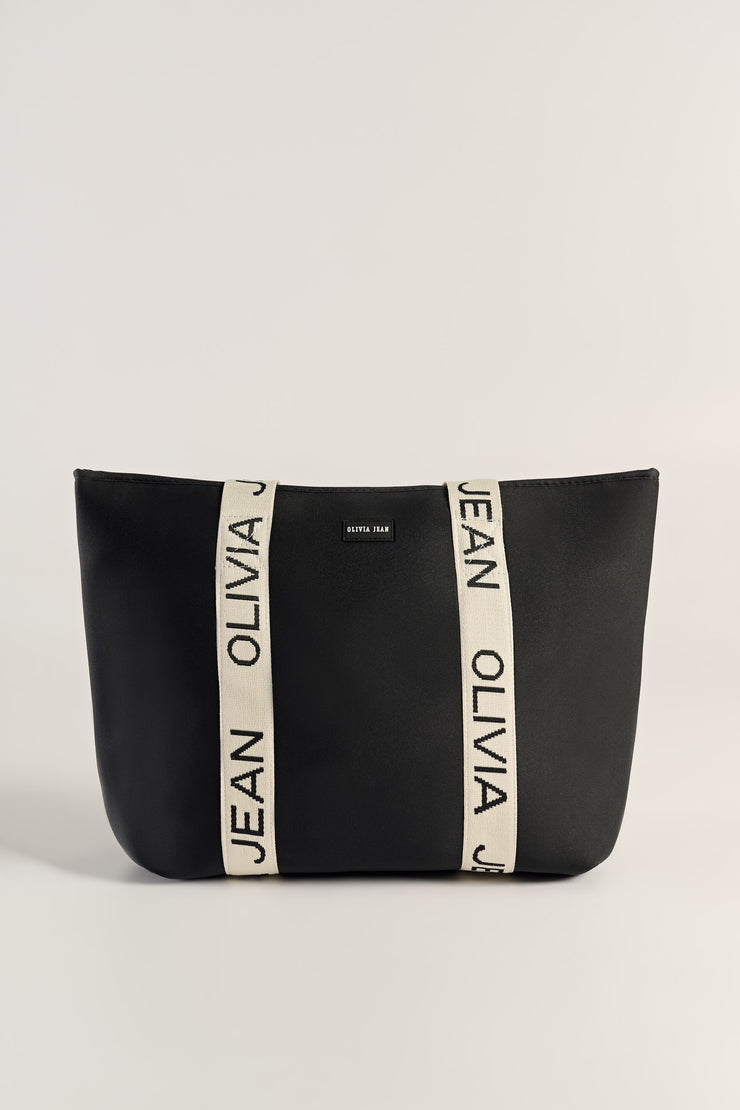 Milan (Black) Neoprene Tote - With Zip Closure
