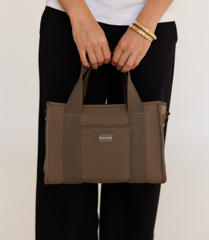 Rover (Taupe) Small Neoprene Tote - With Zip Closure