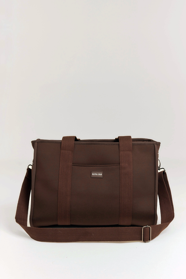 Rover (Chocolate) Medium Neoprene Tote - With Zip Closure