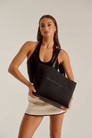 Spencer (Black) Neoprene Tote Bag - With Zip Closure